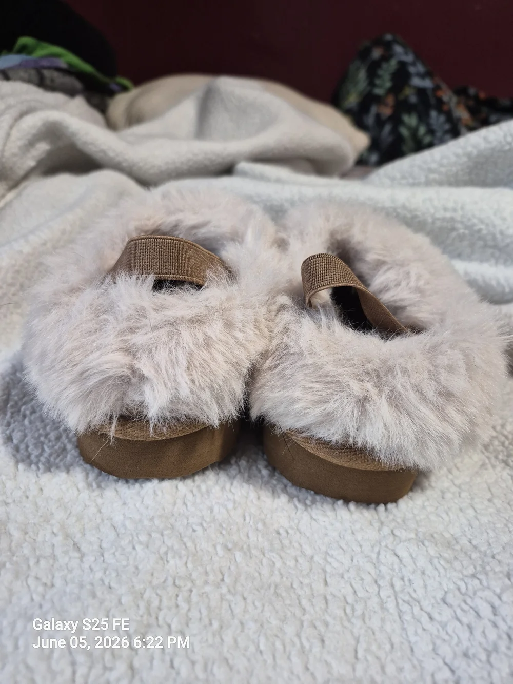 The Children's Place Tan Faux-Fur Cuff Kids Slippers